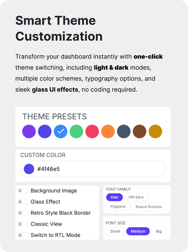 DashQ Dashboard Smart Theme Customization
